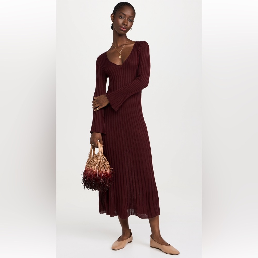 Vintage Ribbed Dress in Burgundy